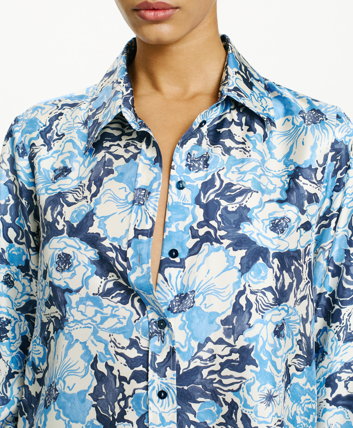 ARLES SHIRT IN PRINTED SILK TWILL - BLU/BLUETTE - Clothing - Momonì