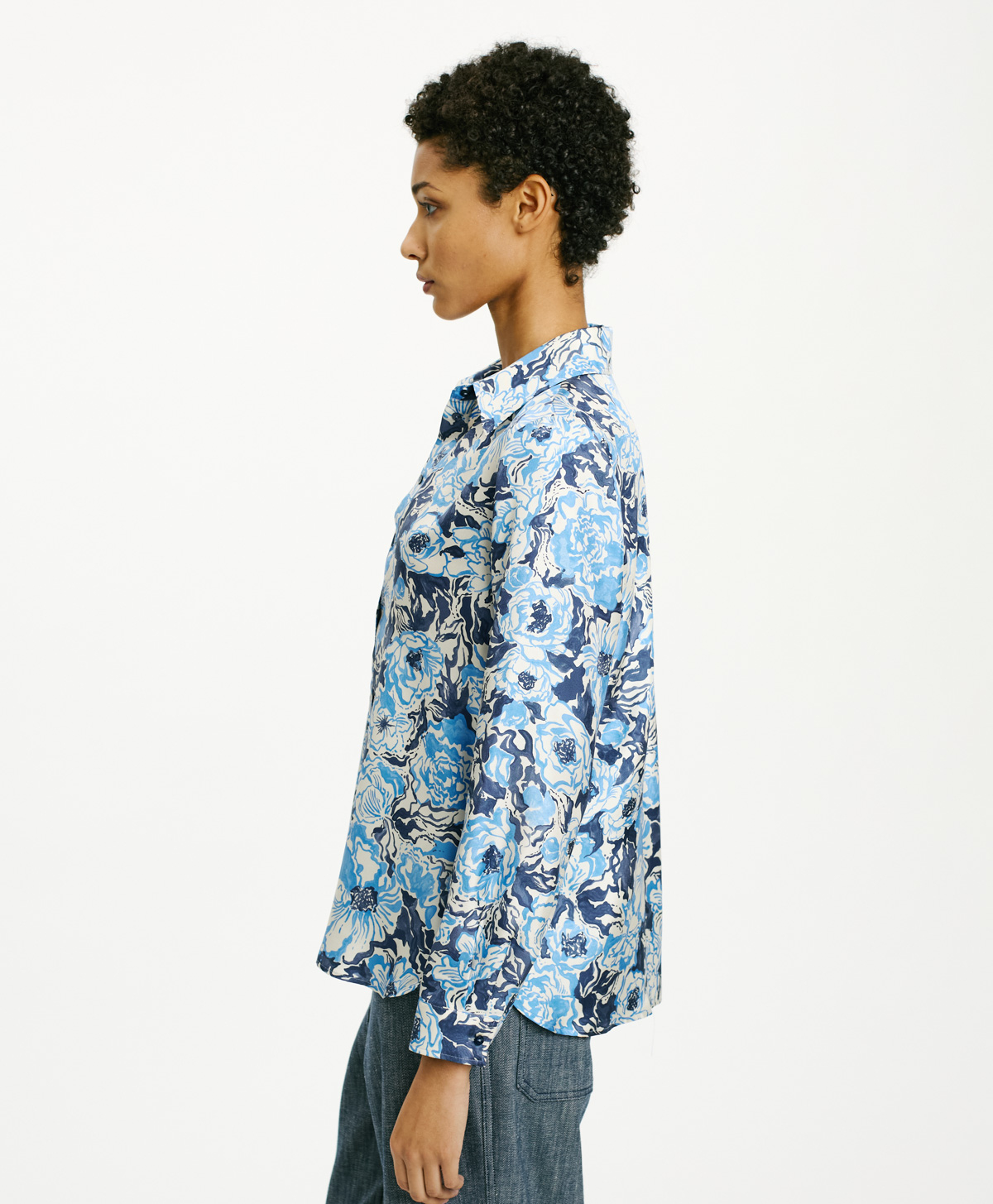 ARLES SHIRT IN PRINTED SILK TWILL - BLU/BLUETTE - Momonì