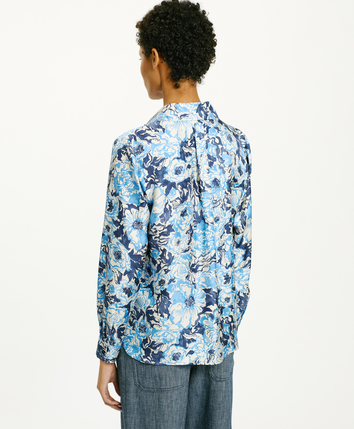 ARLES SHIRT IN PRINTED SILK TWILL - BLU/BLUETTE - Momonì