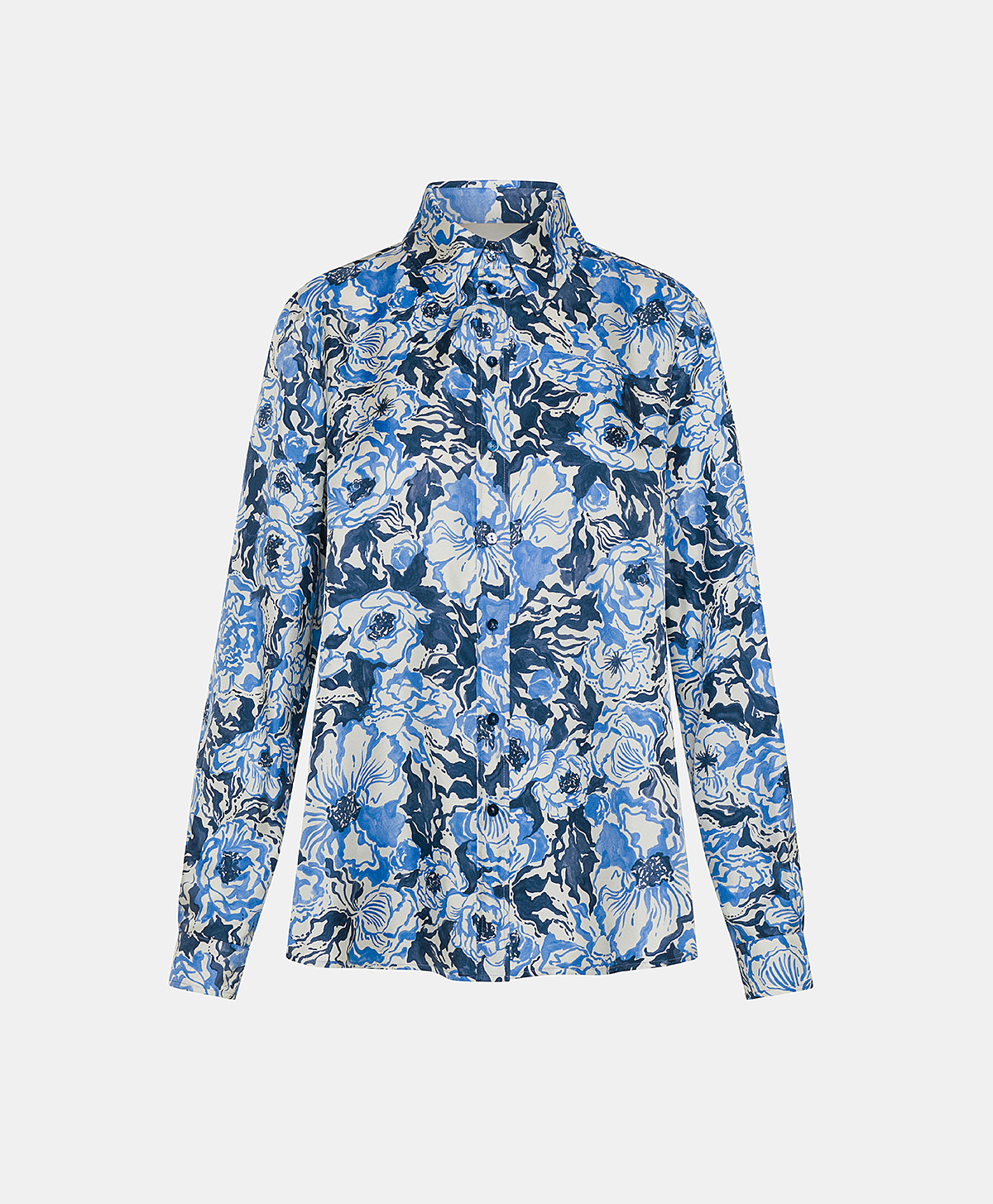 ARLES SHIRT IN PRINTED SILK TWILL - BLU/BLUETTE - Momonì