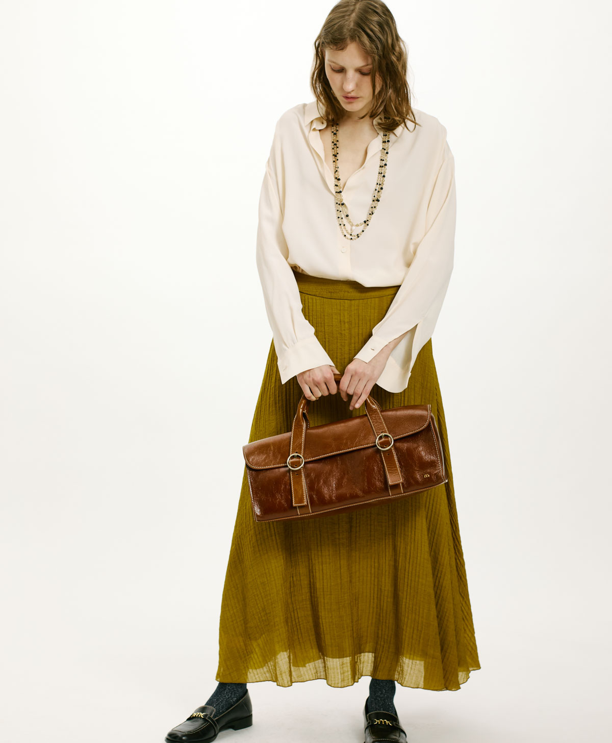 CORRAL SKIRT IN GOFFERED VISCOSE - OIL - Clothing - Momonì