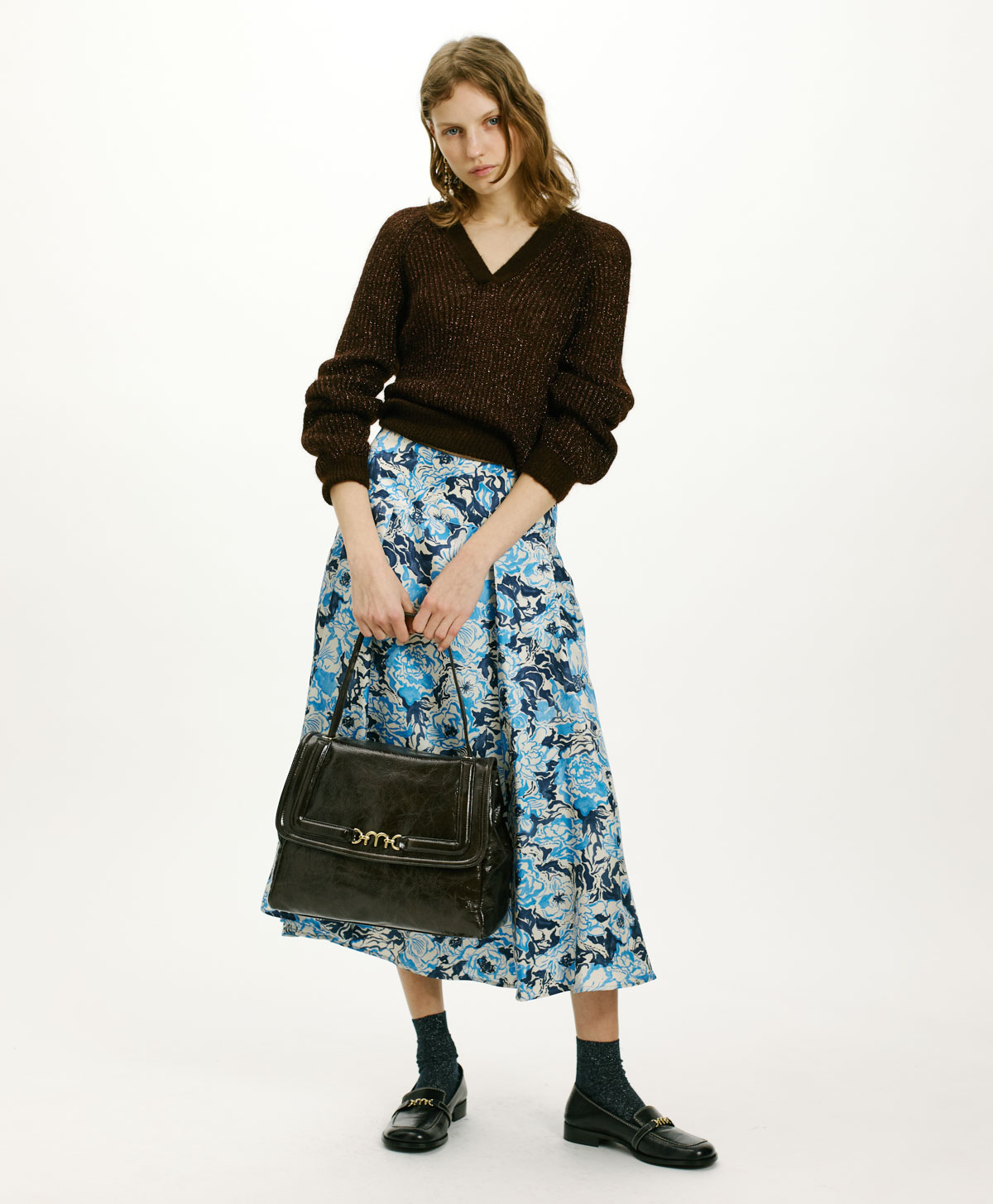 PIYA SKIRT IN PRINTED SILK TWILL - BLU/BLUETTE - Clothing - Momonì