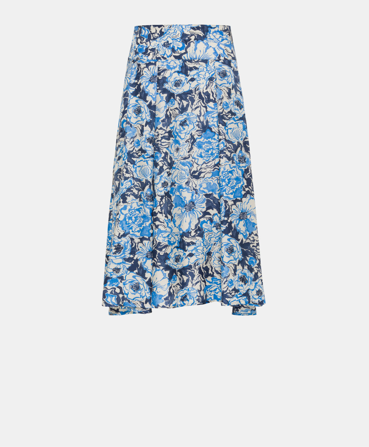 PIYA SKIRT IN PRINTED SILK TWILL - BLU/BLUETTE - Clothing - Momonì