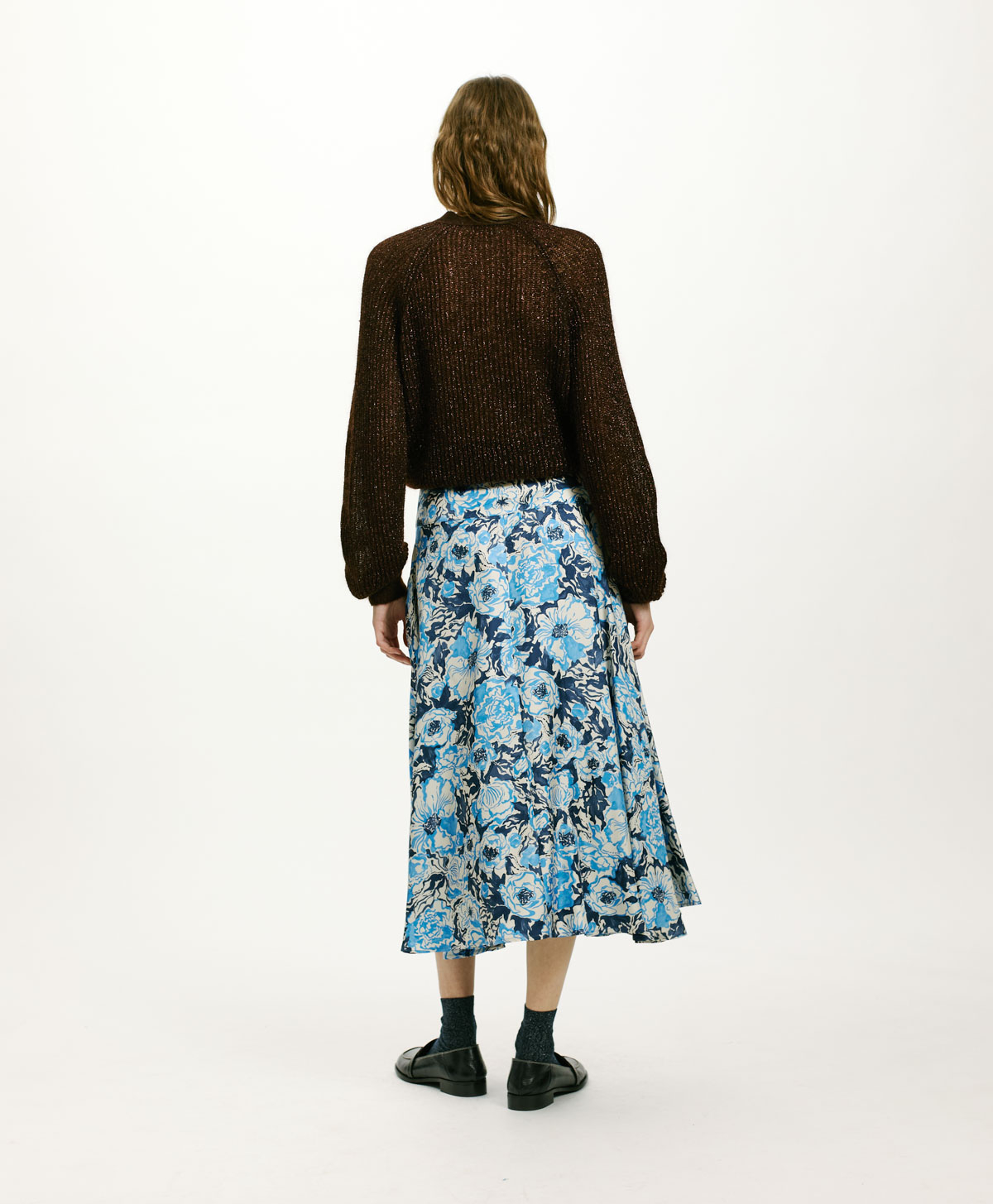 PIYA SKIRT IN PRINTED SILK TWILL - BLU/BLUETTE - Momonì