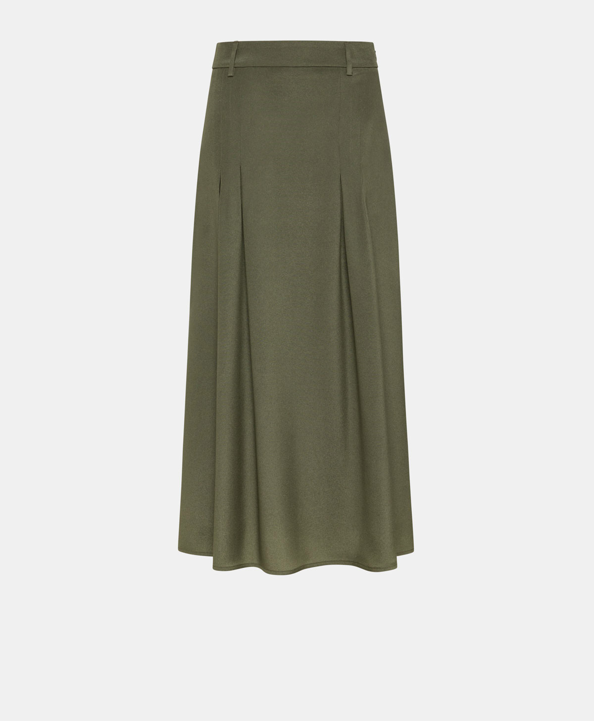 YAKUA SKIRT IN SOLID COLOUR ACETATE SILK BLEND CREPE - SAGE GREEN - Clothing - Momonì