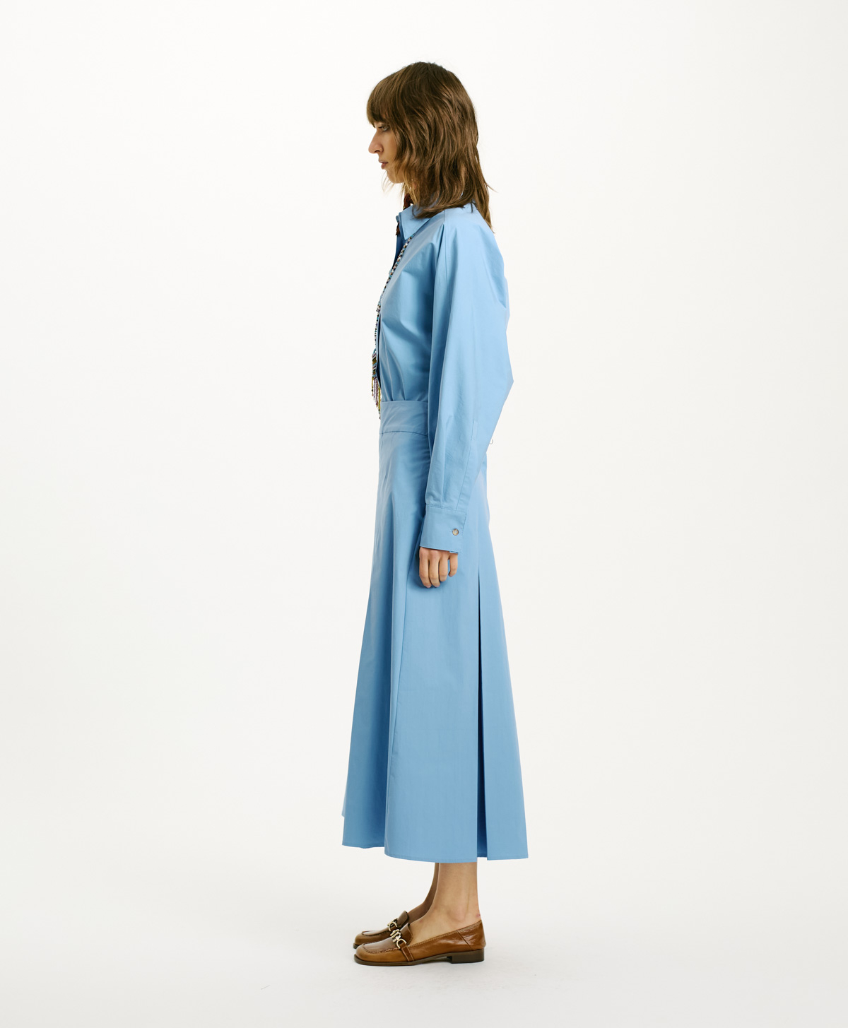 HARUKA SKIRT IN STRETCH POPLIN - SKY BLUE - Momonì