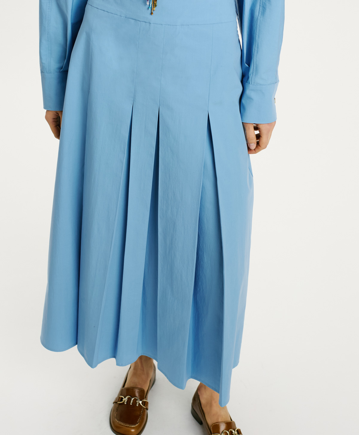 HARUKA SKIRT IN STRETCH POPLIN - SKY BLUE - Momonì
