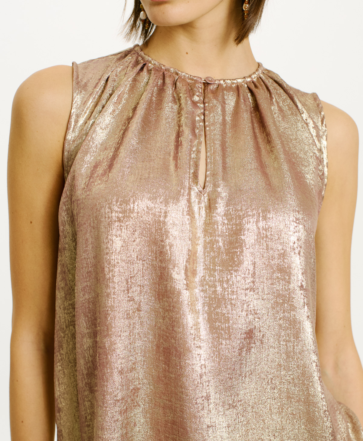 CRIS TOP IN FLUID LAMINATED FABRIC - MAUVE - Momonì