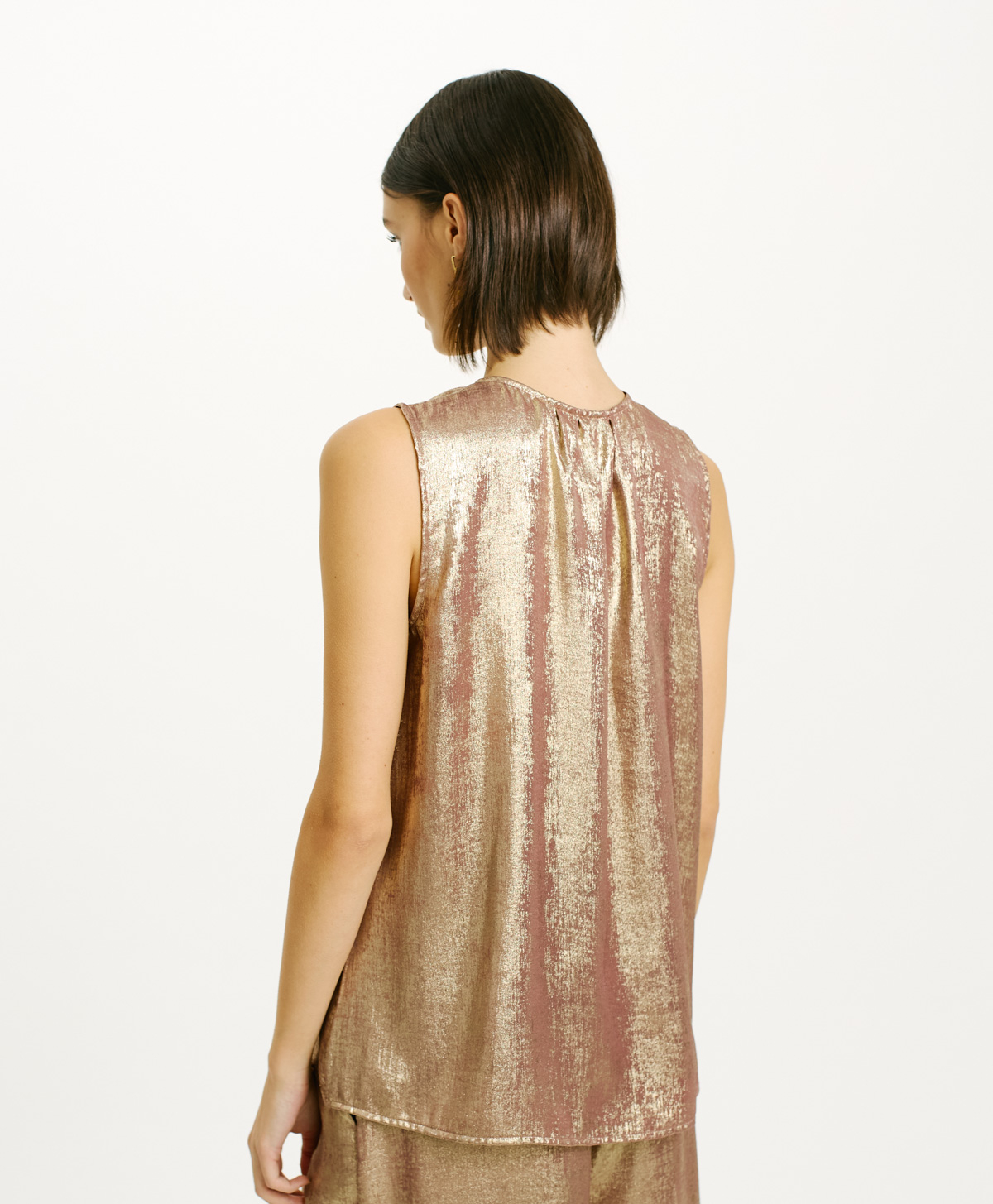 CRIS TOP IN FLUID LAMINATED FABRIC - MAUVE - Momonì