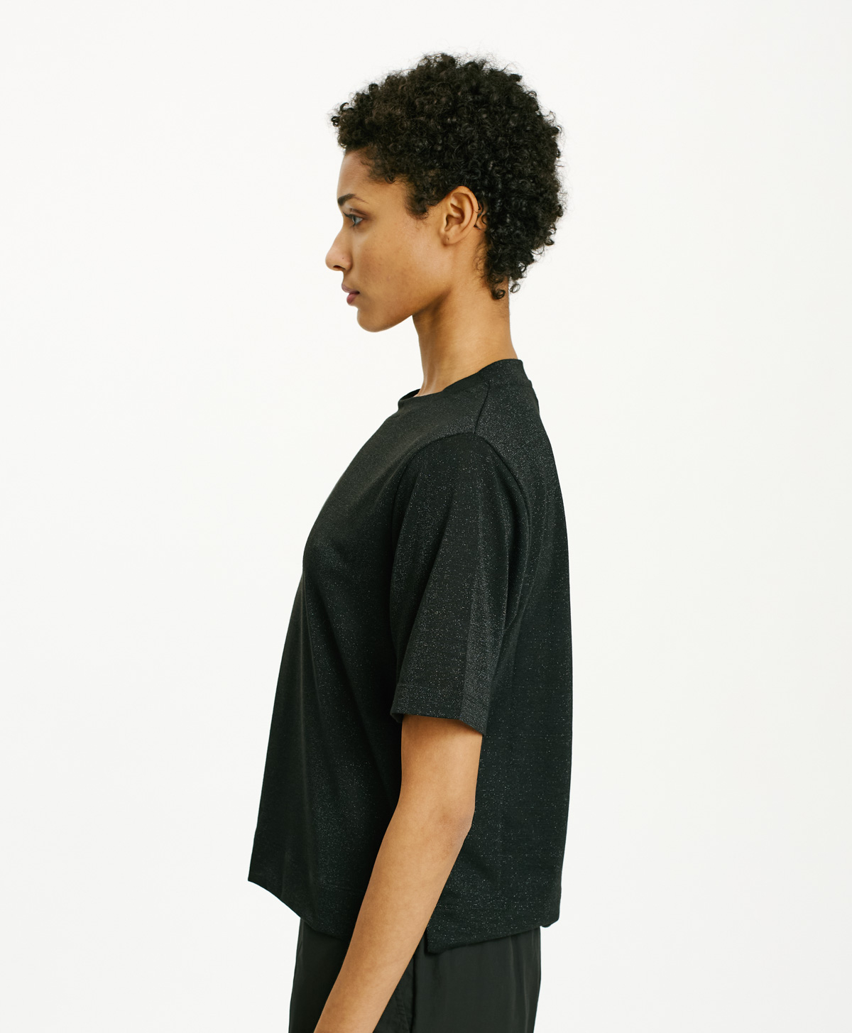 TSHIRT IORA IN JERSEY LUREX - NERO - Momonì