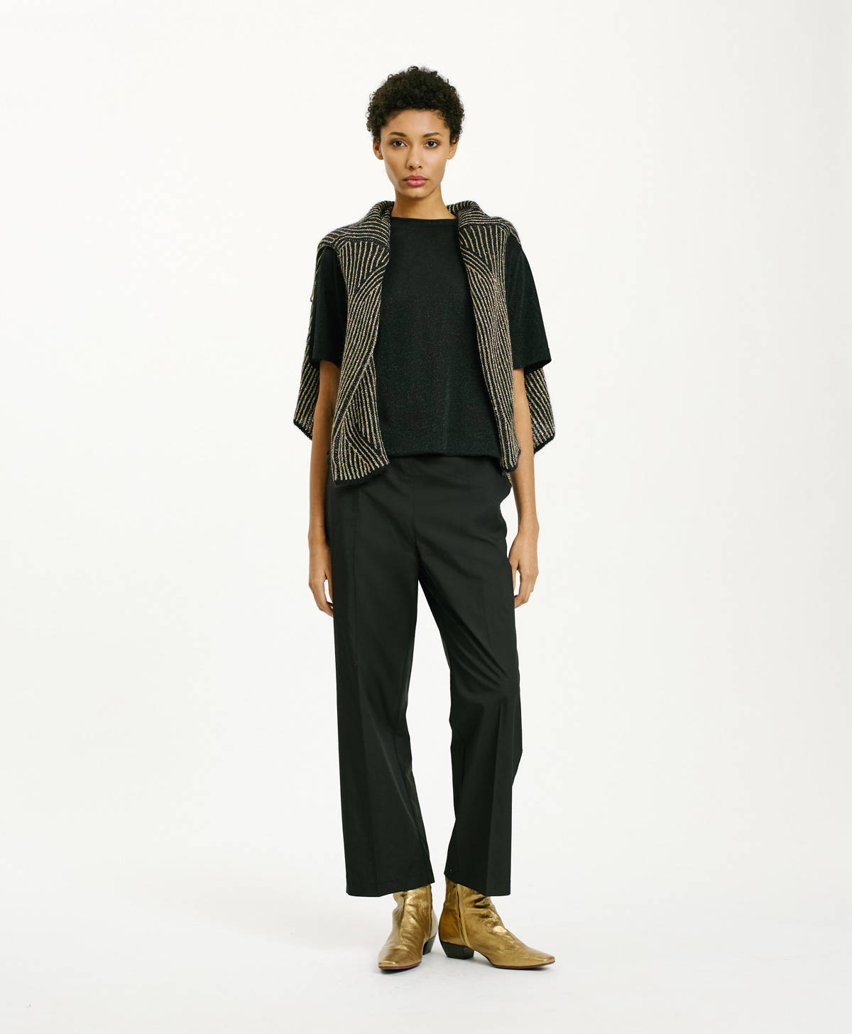 TSHIRT IORA IN JERSEY LUREX - NERO - Momonì