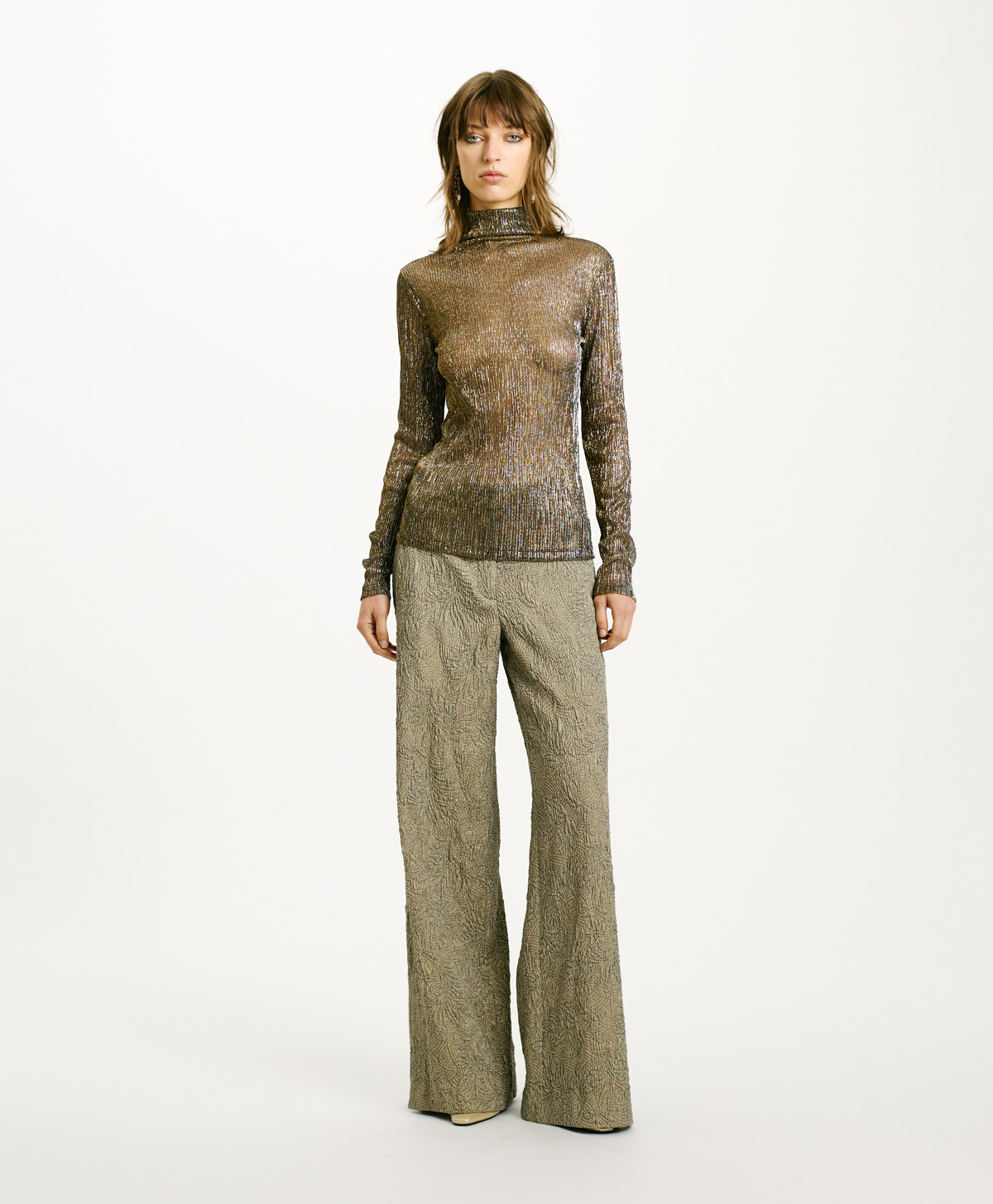 INE T-SHIRT IN LUREX - BLACK/GOLD - Clothing - Momonì