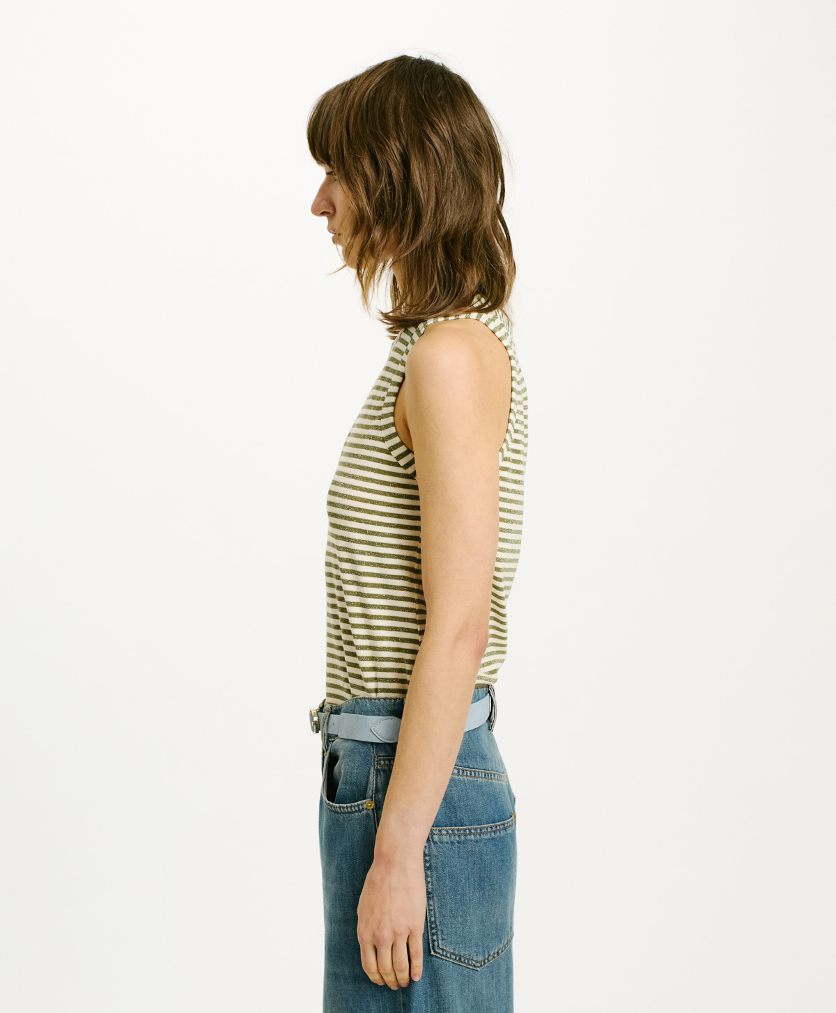 T-SHIRT GENIPA IN STRIPED JERSEY - CREAM/MATCHA - Momonì
