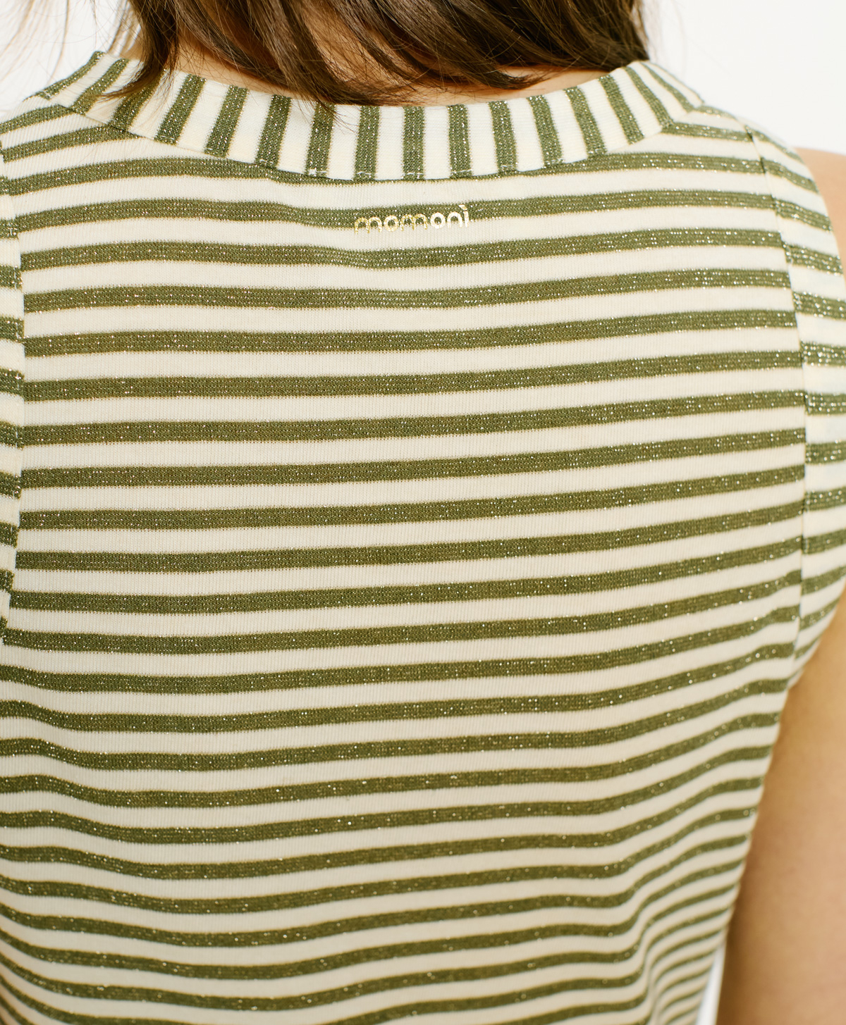T-SHIRT GENIPA IN STRIPED JERSEY - CREAM/MATCHA - Momonì
