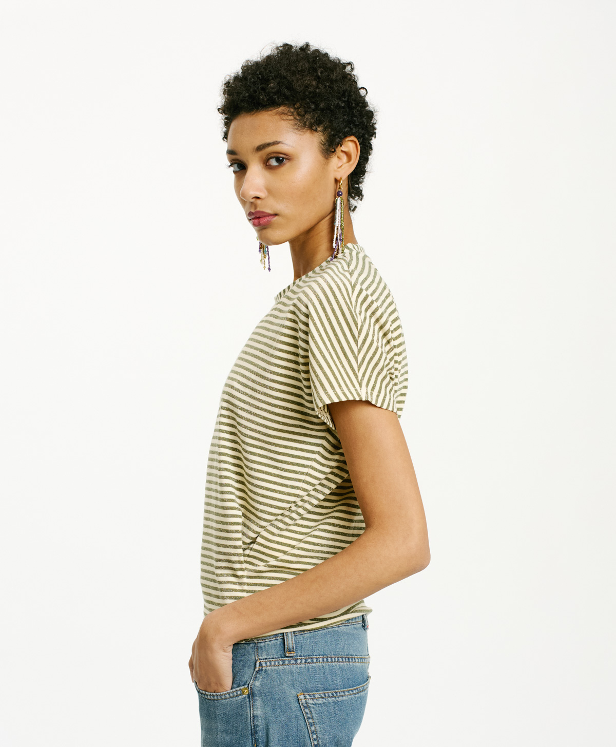 T-SHIRT PAWA EN JERSEY - CRÈME/MATCHA - Momonì