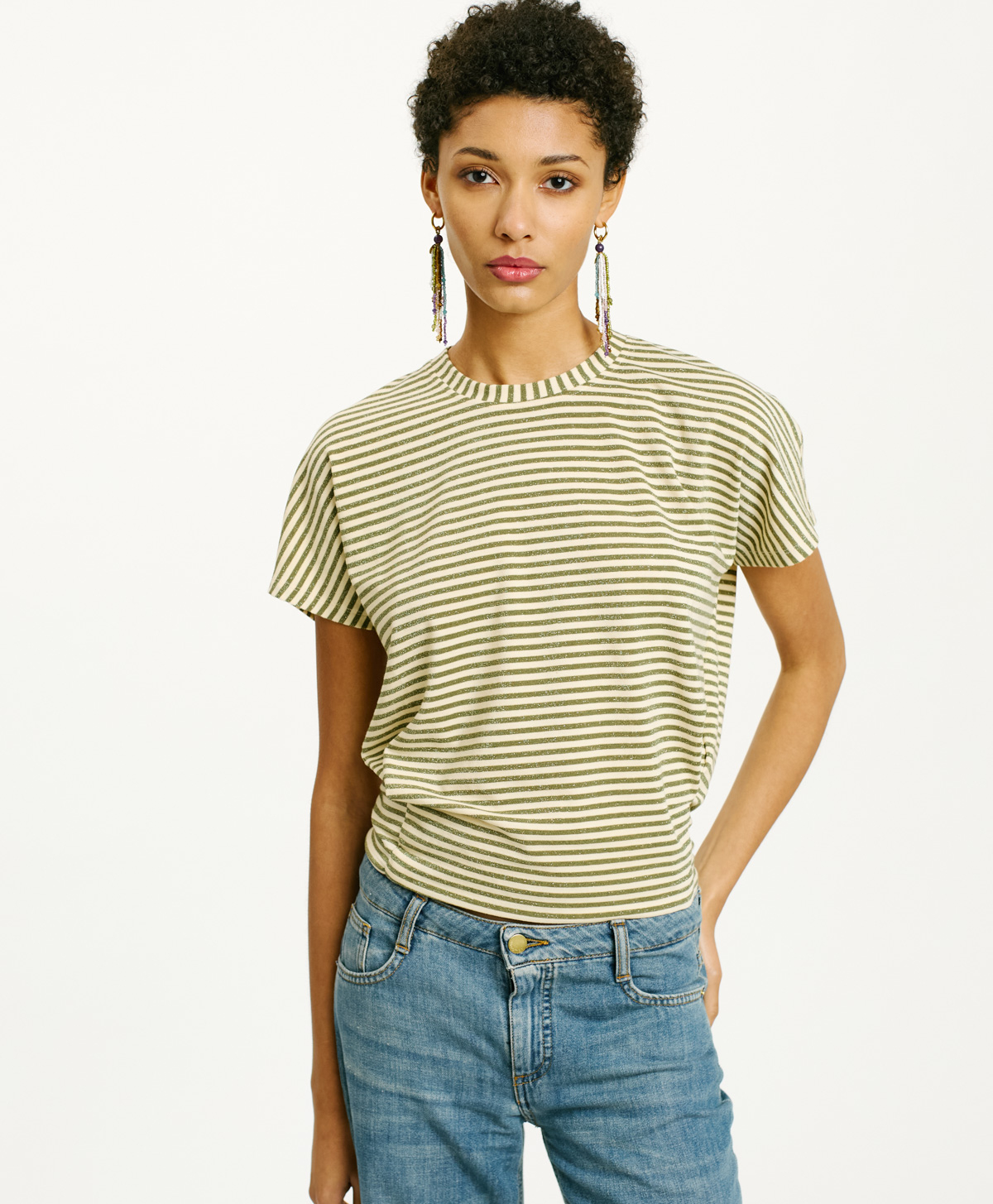 T-SHIRT PAWA EN JERSEY - CRÈME/MATCHA - Momonì