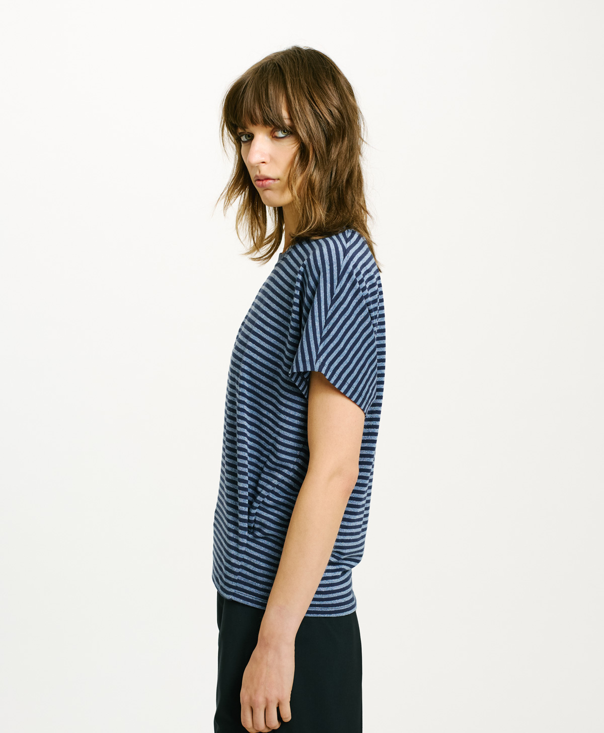 T-SHIRT PAWA IN STRIPED JERSEY - BLUE/AVIO - Momonì