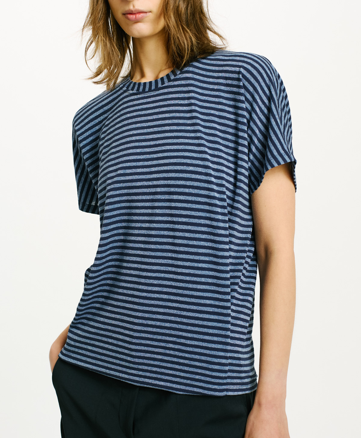 T-SHIRT PAWA IN STRIPED JERSEY - BLUE/AVIO - Momonì