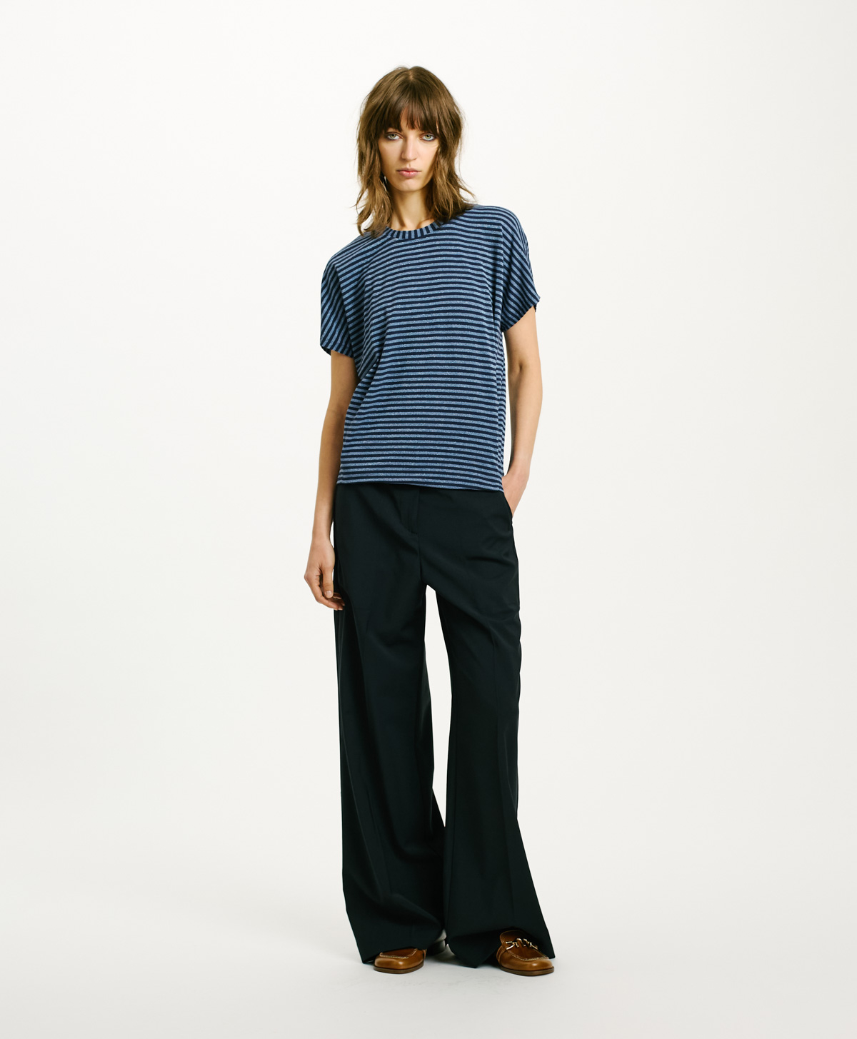 T-SHIRT PAWA IN STRIPED JERSEY - BLUE/AVIO - Momonì