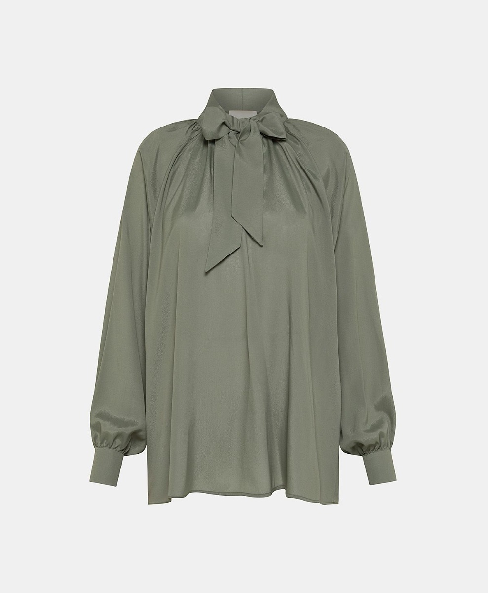 BLOUSE TABATINGA EN GEORGETTE DE VISCOSE - VERT SAGE - Momonì