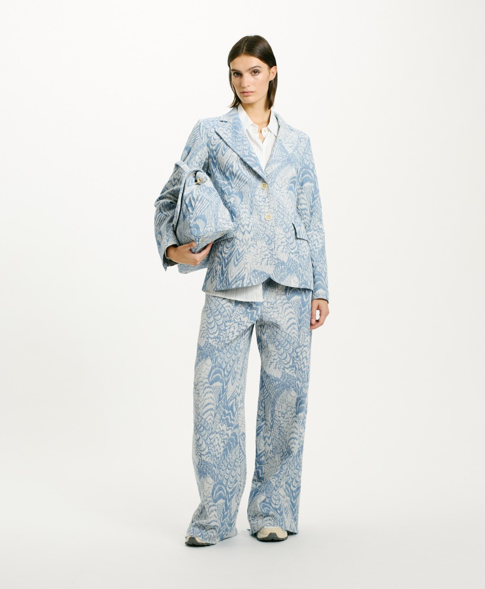 CARAMBOLA JACKET IN JACQUARD DENIM - LIGHT BLUE - Momonì