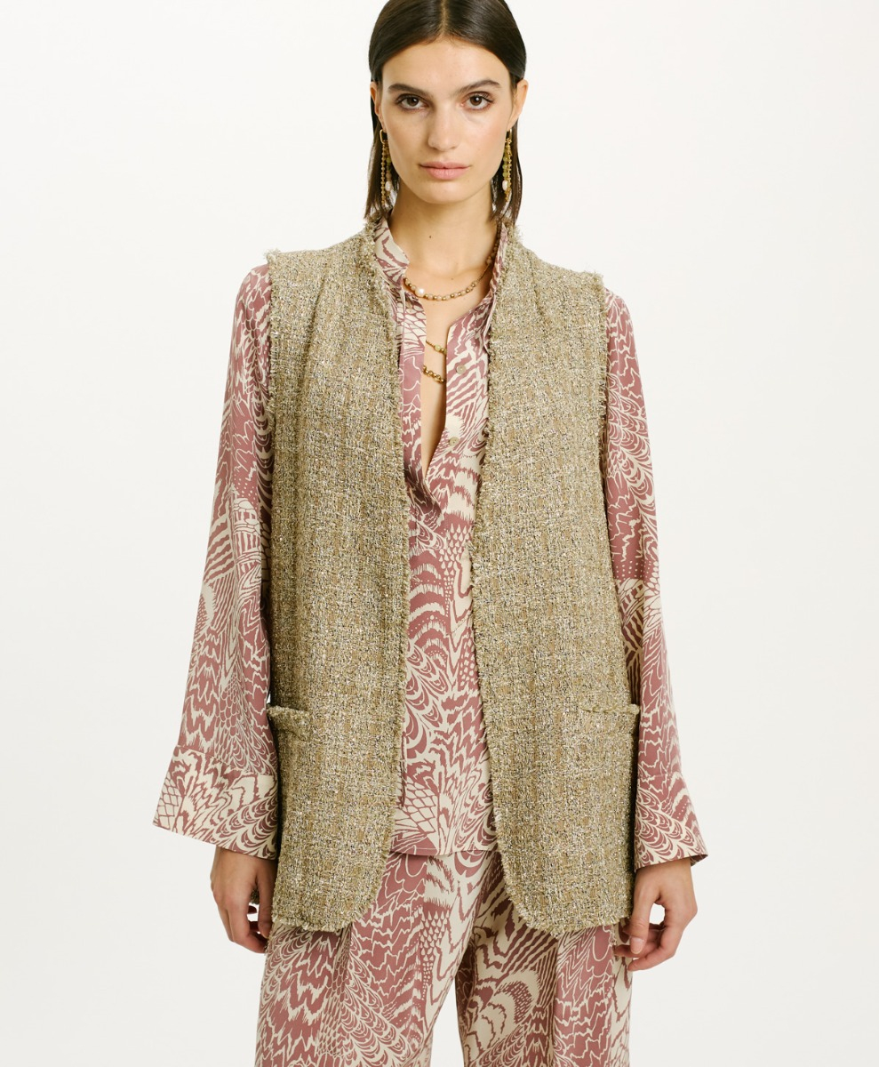 MANAUS GILET IN LUREX WEAVE - GOLD/SILVER - Momonì