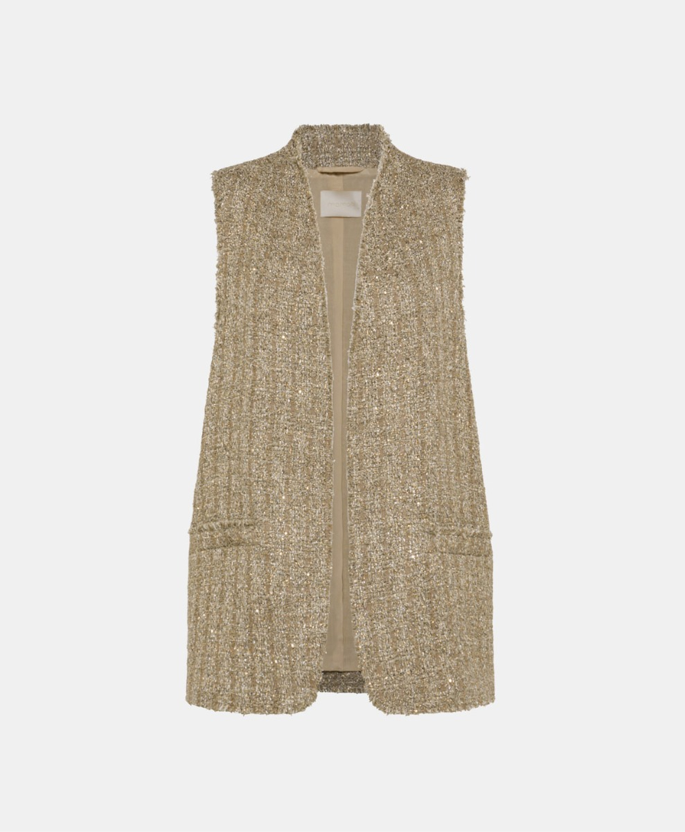 MANAUS GILET IN LUREX WEAVE - GOLD/SILVER - Momonì