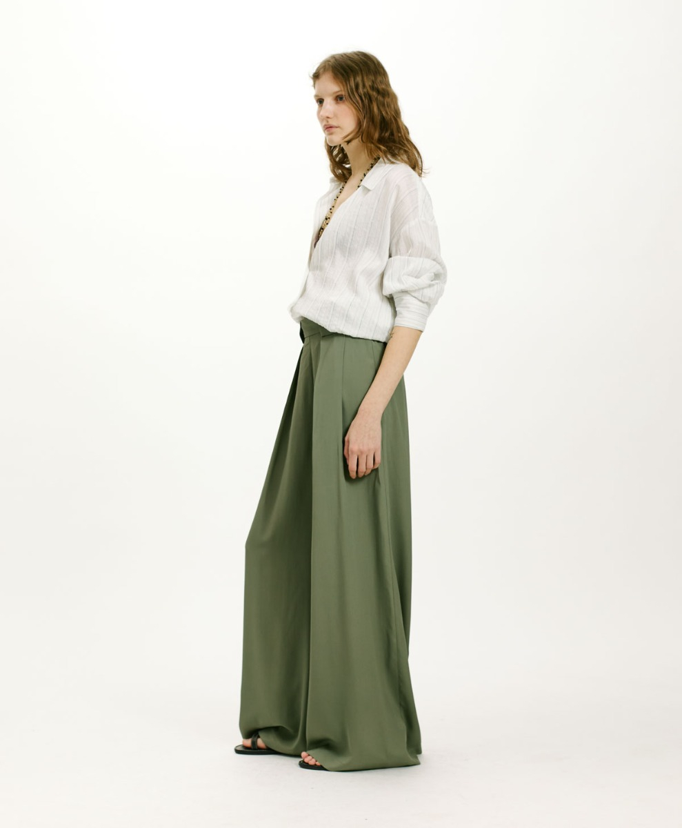 ASPEN PANTS IN SOLID COLOUR ACETATE/SILK - SAGE GREEN - Momonì