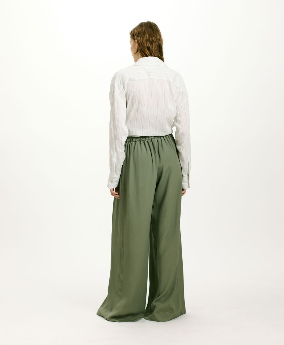 ASPEN PANTS IN SOLID COLOUR ACETATE/SILK - SAGE GREEN - Momonì