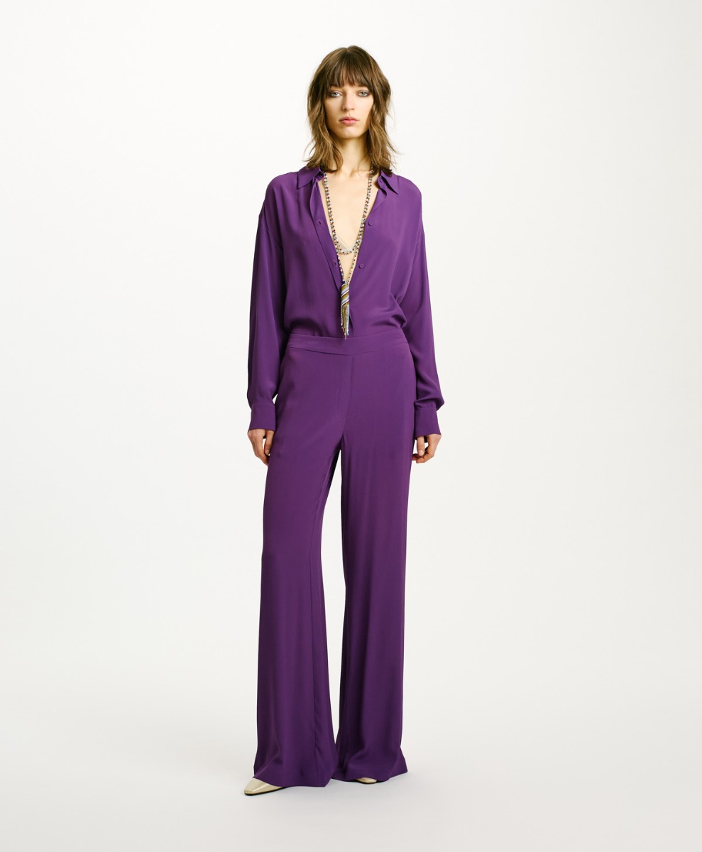 PANTALON MARAJO EN ACÉTATE DE SOIE - VIOLET - Momonì