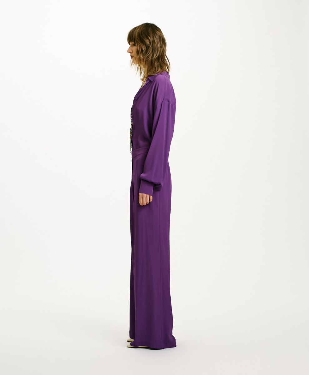 PANTALON MARAJO EN ACÉTATE DE SOIE - VIOLET - Momonì