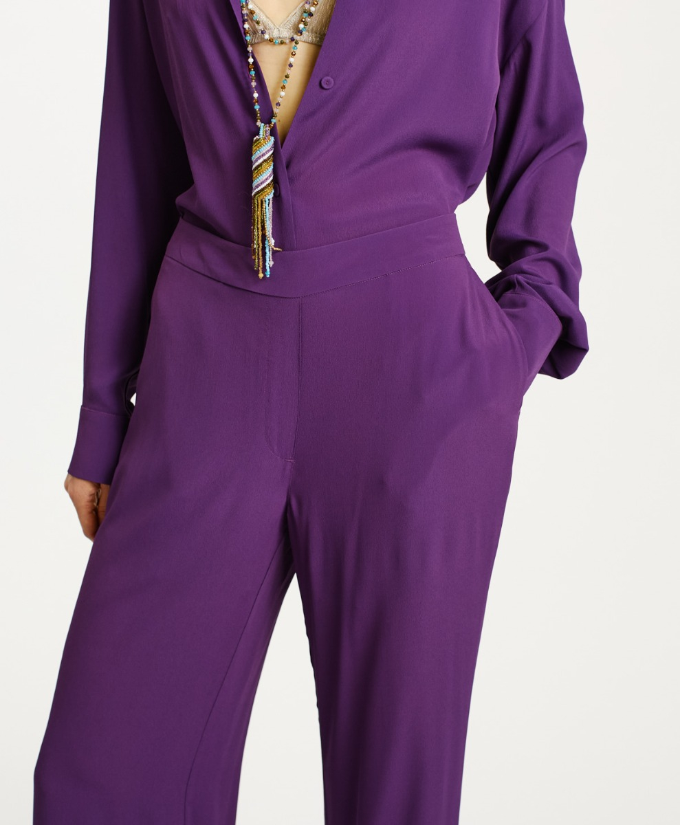 PANTALON MARAJO EN ACÉTATE DE SOIE - VIOLET - Momonì