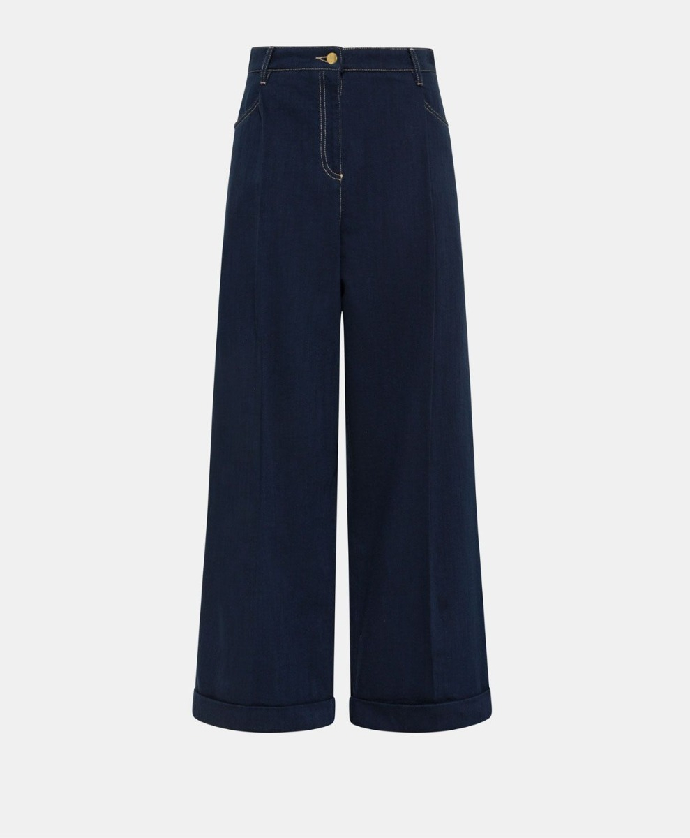 PANTALON BOLDO EN DENIM - BLEU NAVY - Momonì