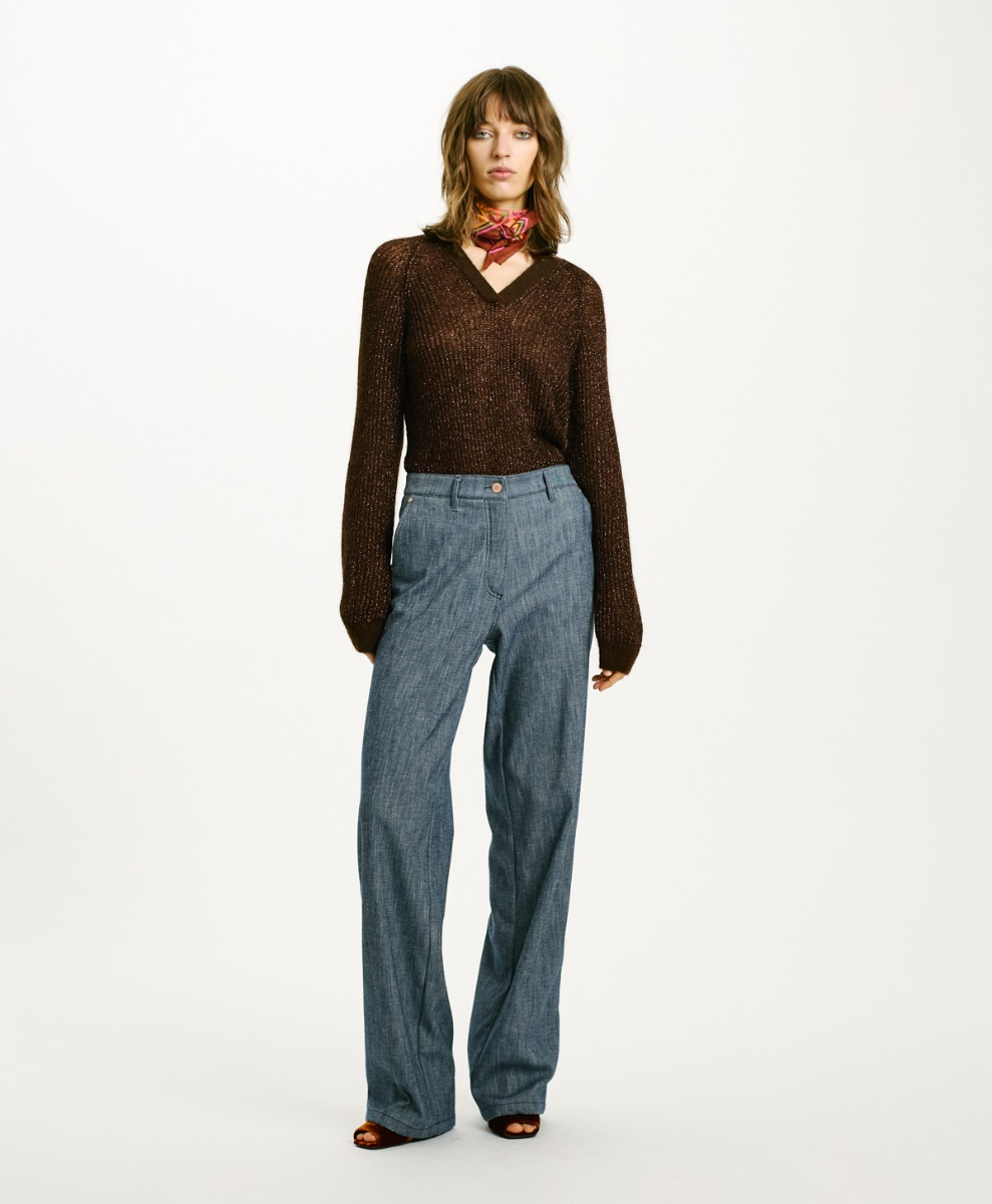 POCITOS PANTS IN COLOURED STRETCH DENIM - BLUE JEANS - Momonì