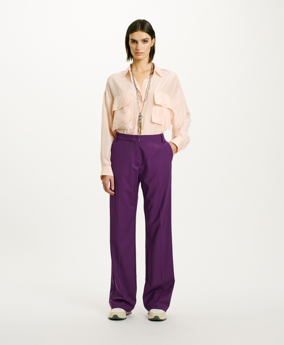 MACHU PANTS IN STRETCH COLL WOOL - VIOLET - Clothing - Momonì