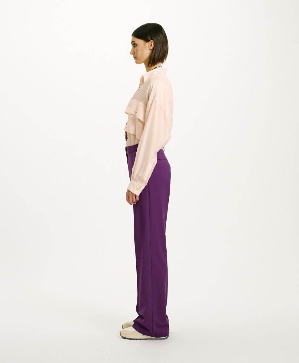 MACHU PANTS IN STRETCH COLL WOOL - VIOLET - Momonì
