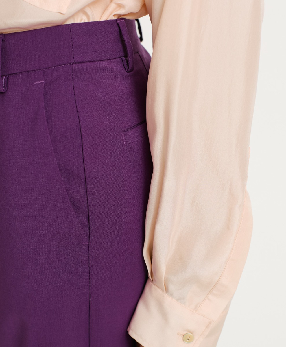 MACHU PANTS IN STRETCH COLL WOOL - VIOLET - Momonì
