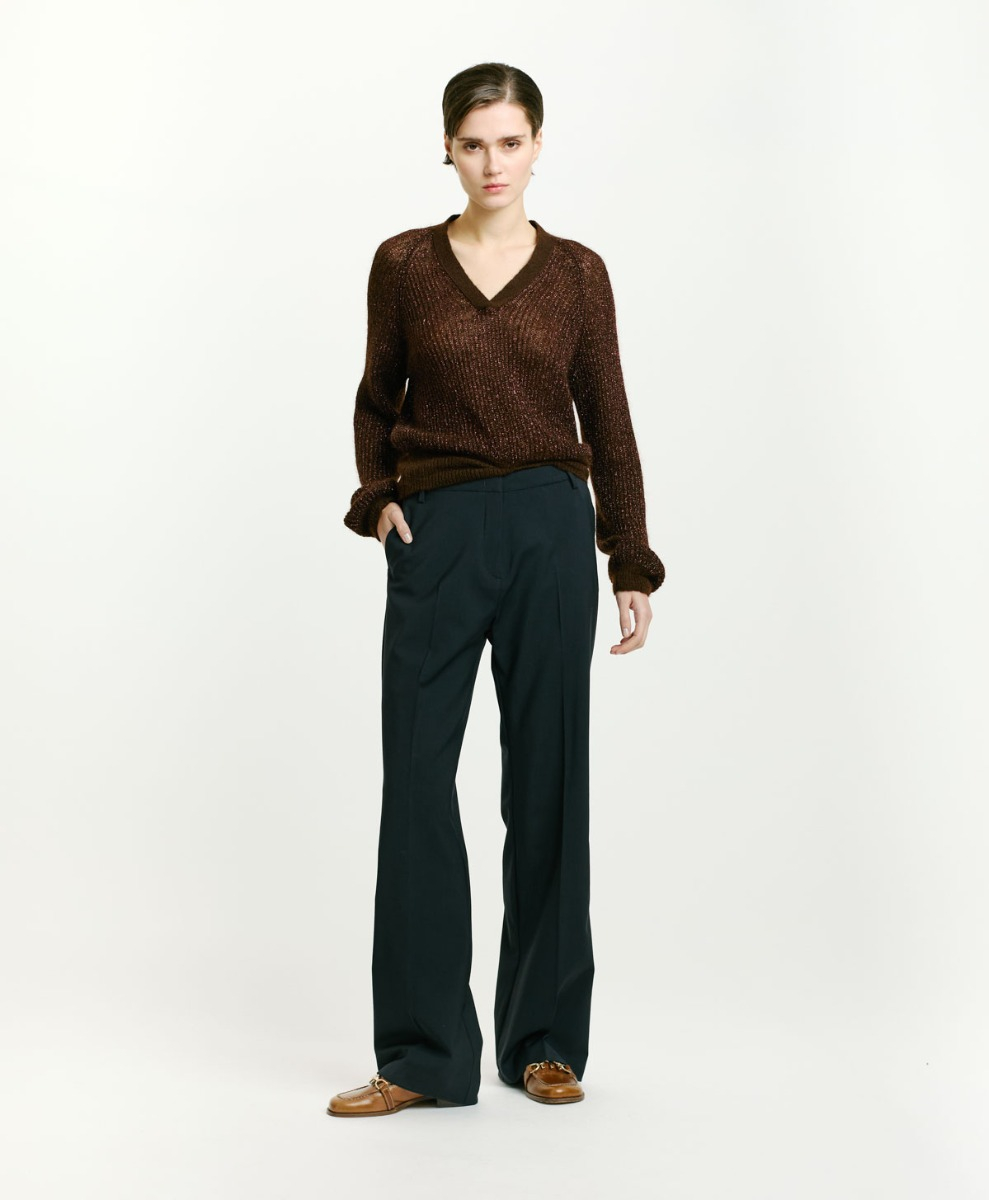 PANTALONI MACHU IN FRESCO DI LANA STRETCH - BLU NOTTE - Clothing - Momonì