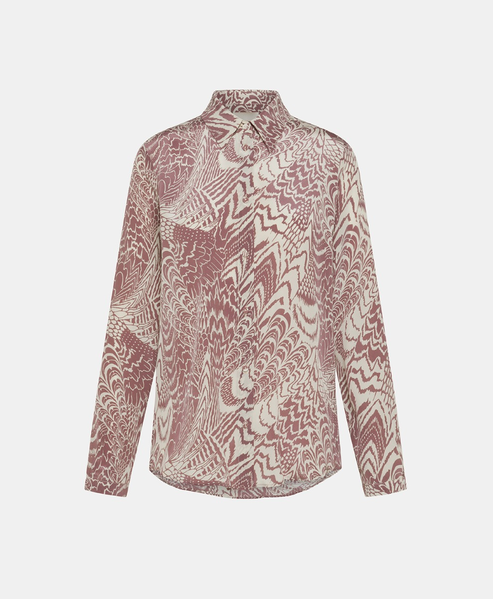 MEUDON SHIRT IN PRINTED SILK CREPE DE CHINE - CREAM/MUST WINE - Clothing - Momonì