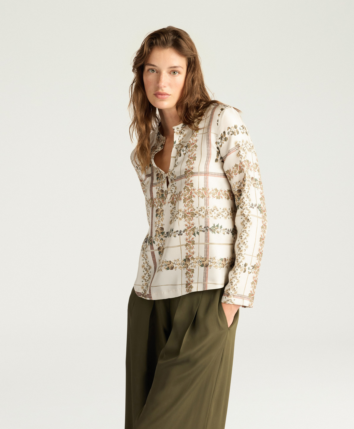 BLUSA EXETER IN TWILL DI SETA STAMPATO - MULTICOLOR PANNA - Momonì