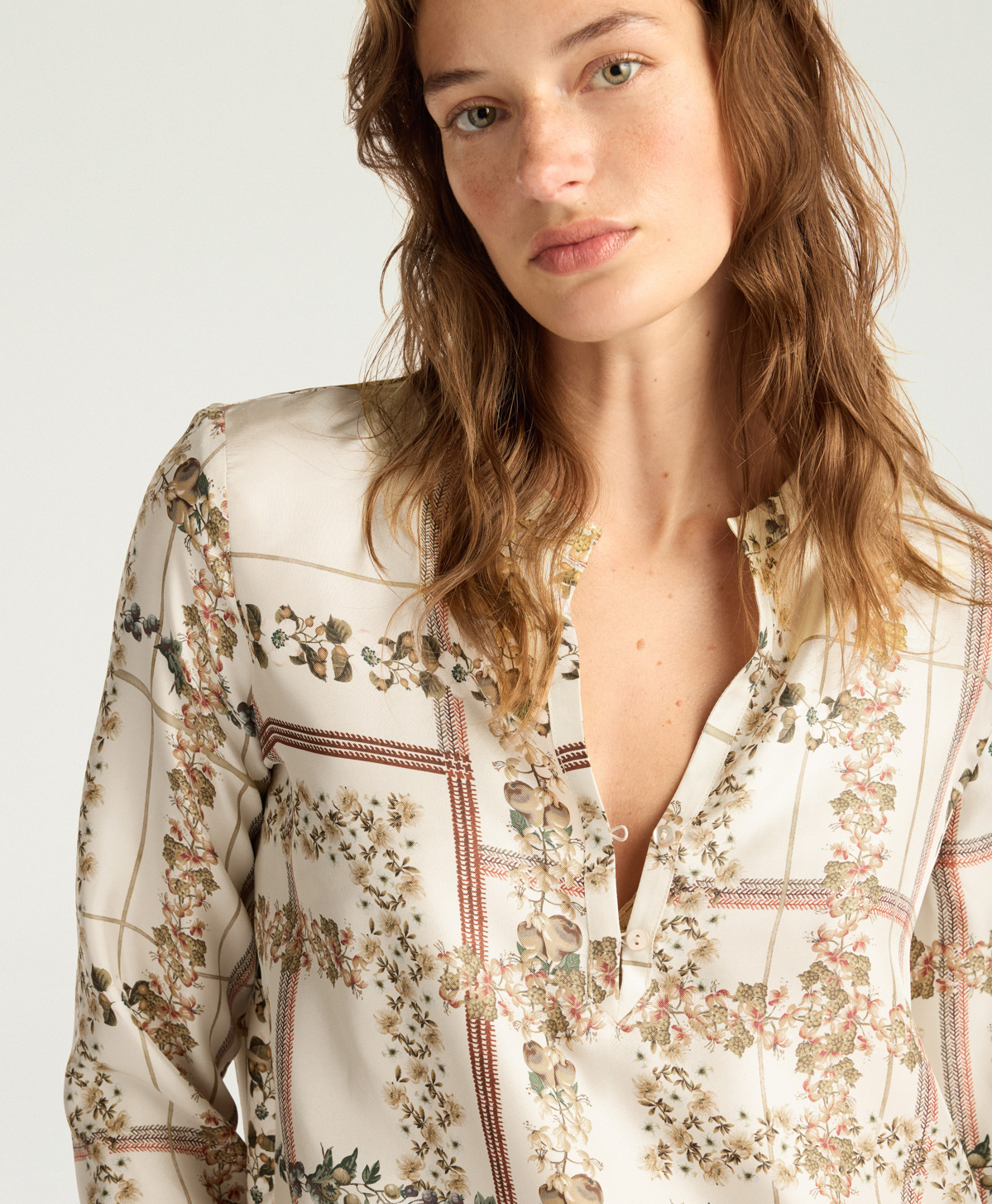 BLUSA EXETER IN TWILL DI SETA STAMPATO - MULTICOLOR PANNA - Momonì