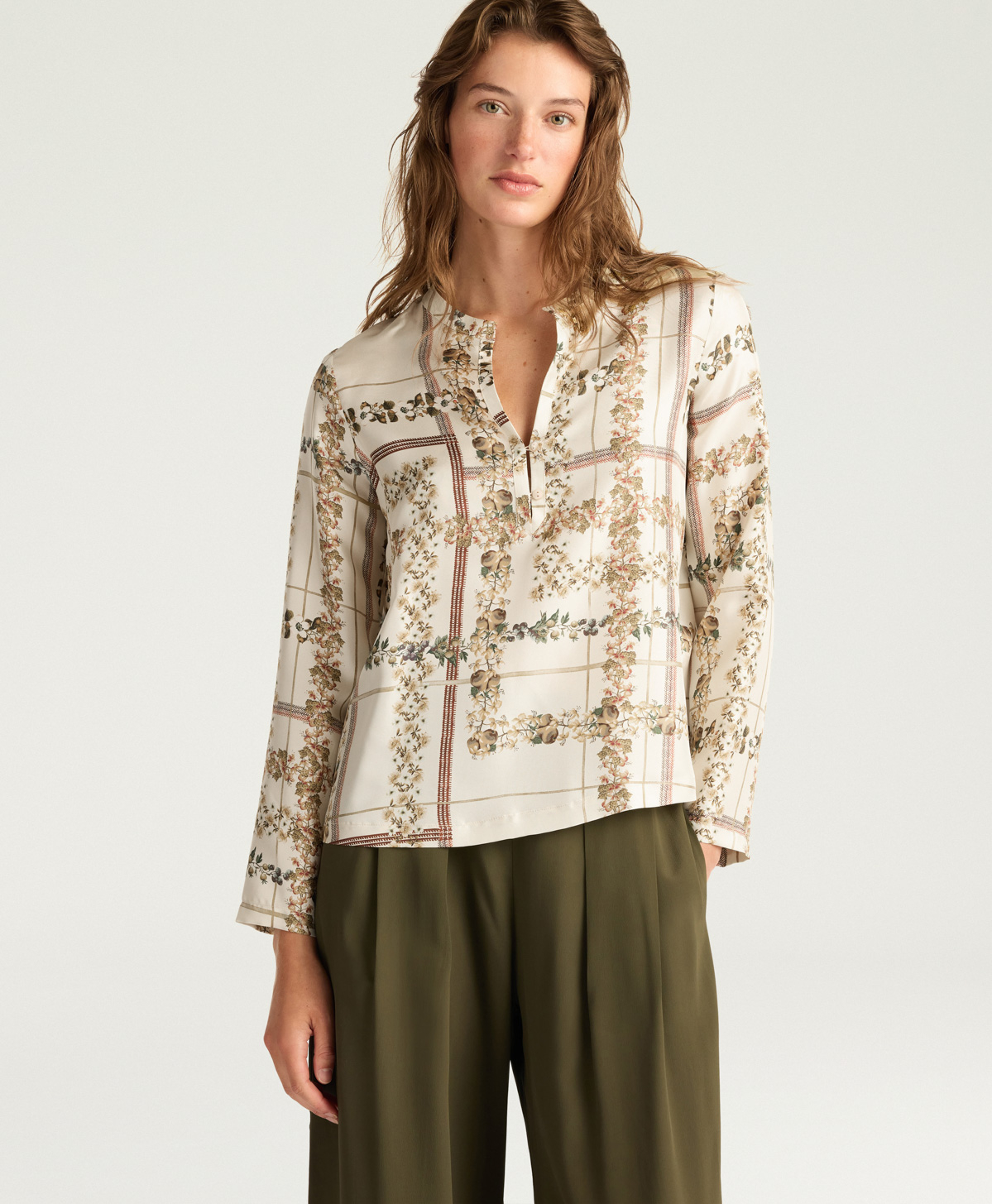BLUSA EXETER IN TWILL DI SETA STAMPATO - MULTICOLOR PANNA - Momonì