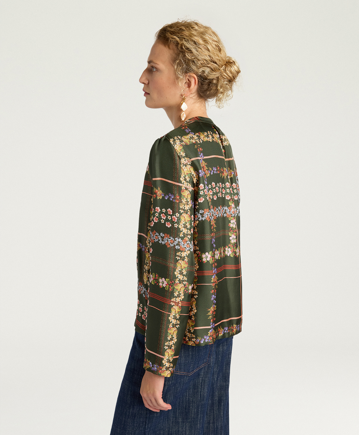 BLOUSE EXETER EN TWILL DE SOIE IMPRIMÉ - MULTICOLORE VERT - Momonì