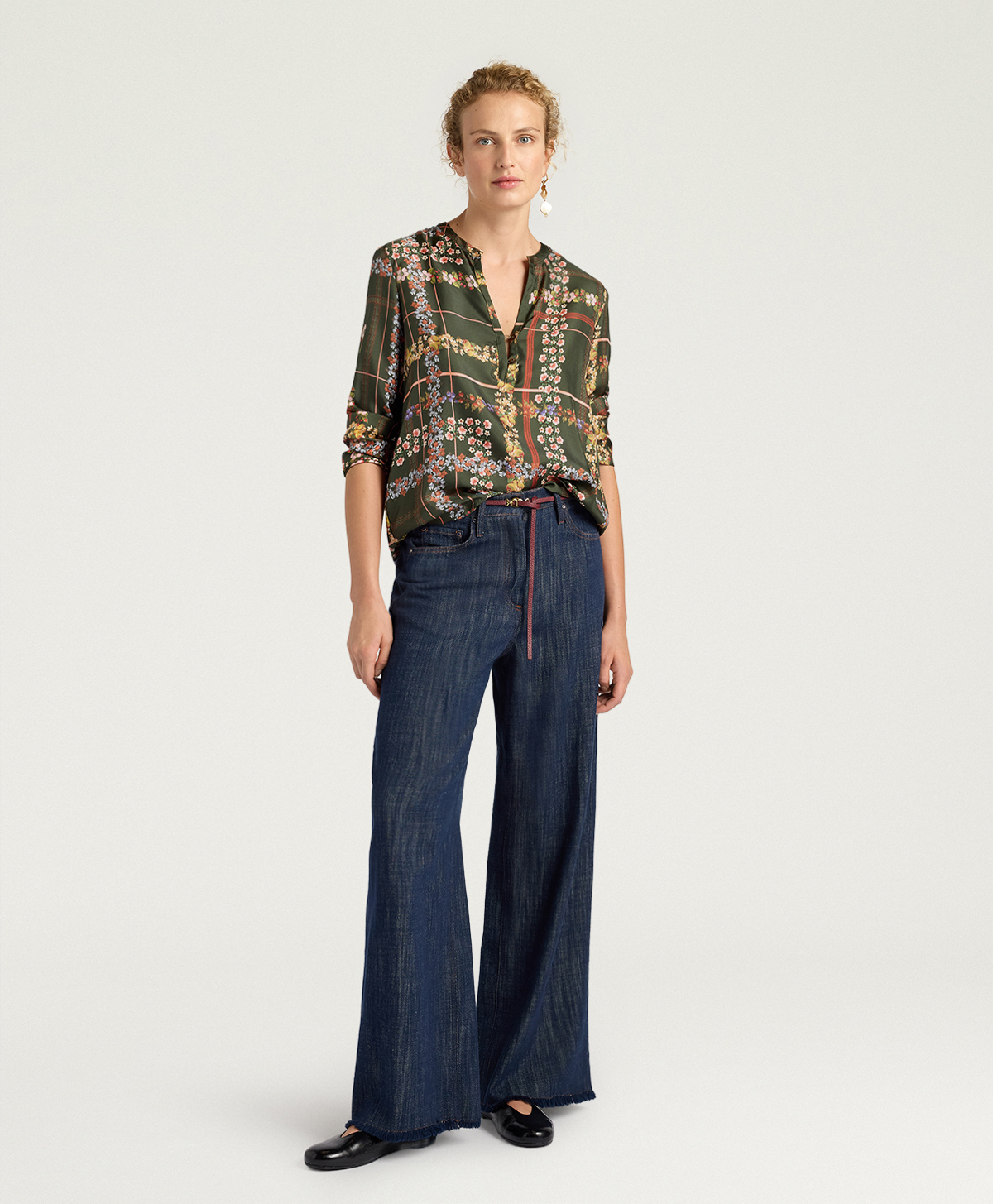 BLOUSE EXETER EN TWILL DE SOIE IMPRIMÉ - MULTICOLORE VERT - Momonì
