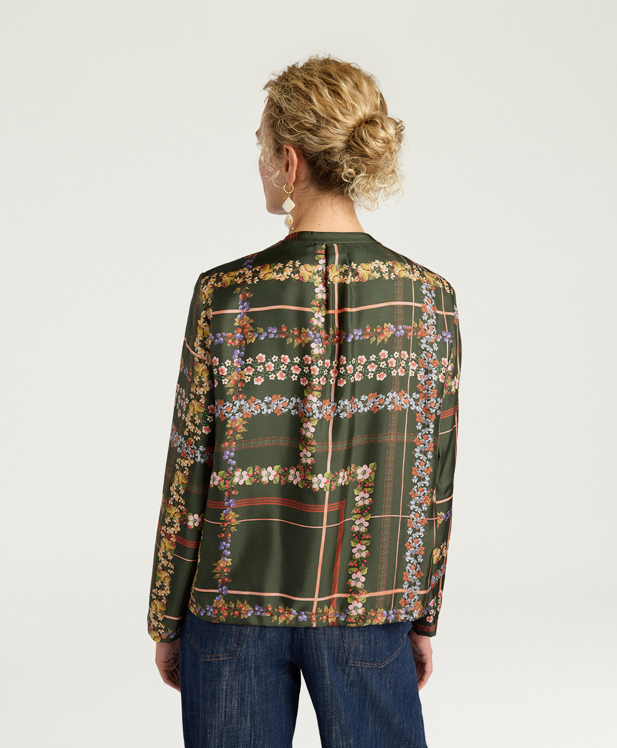 BLOUSE EXETER EN TWILL DE SOIE IMPRIMÉ - MULTICOLORE VERT - Momonì