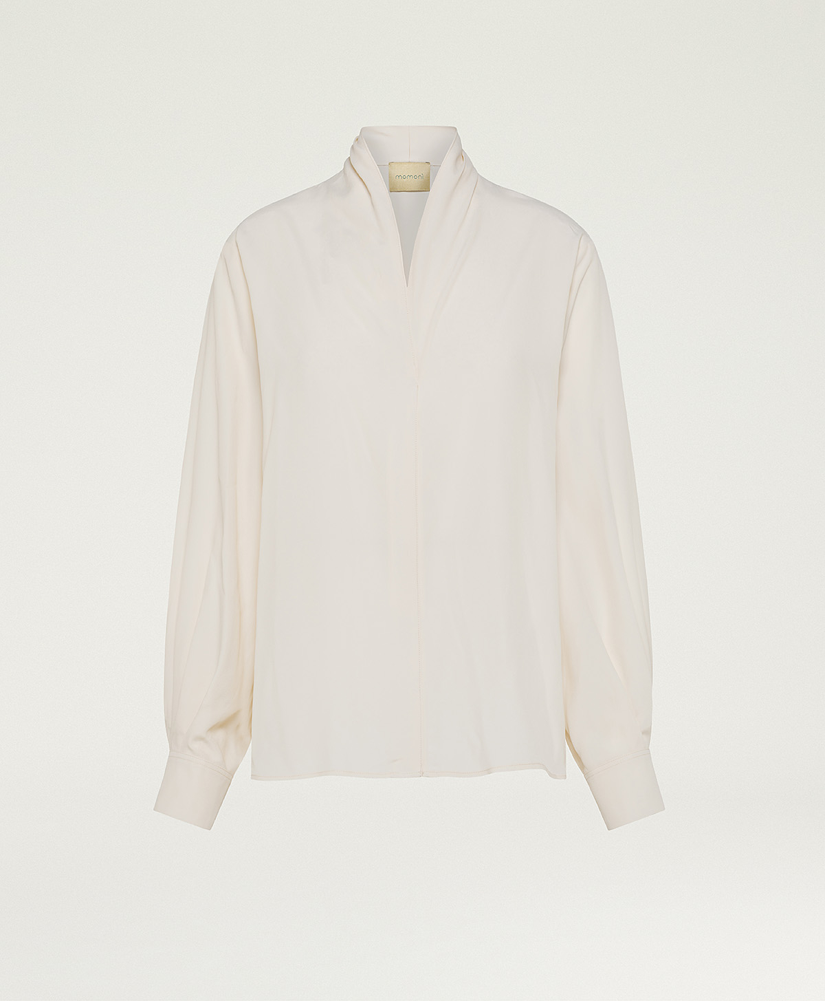 BLOUSE MARGARET EN ACÉTATE/SOIE UNIE - CRÈME - Momonì