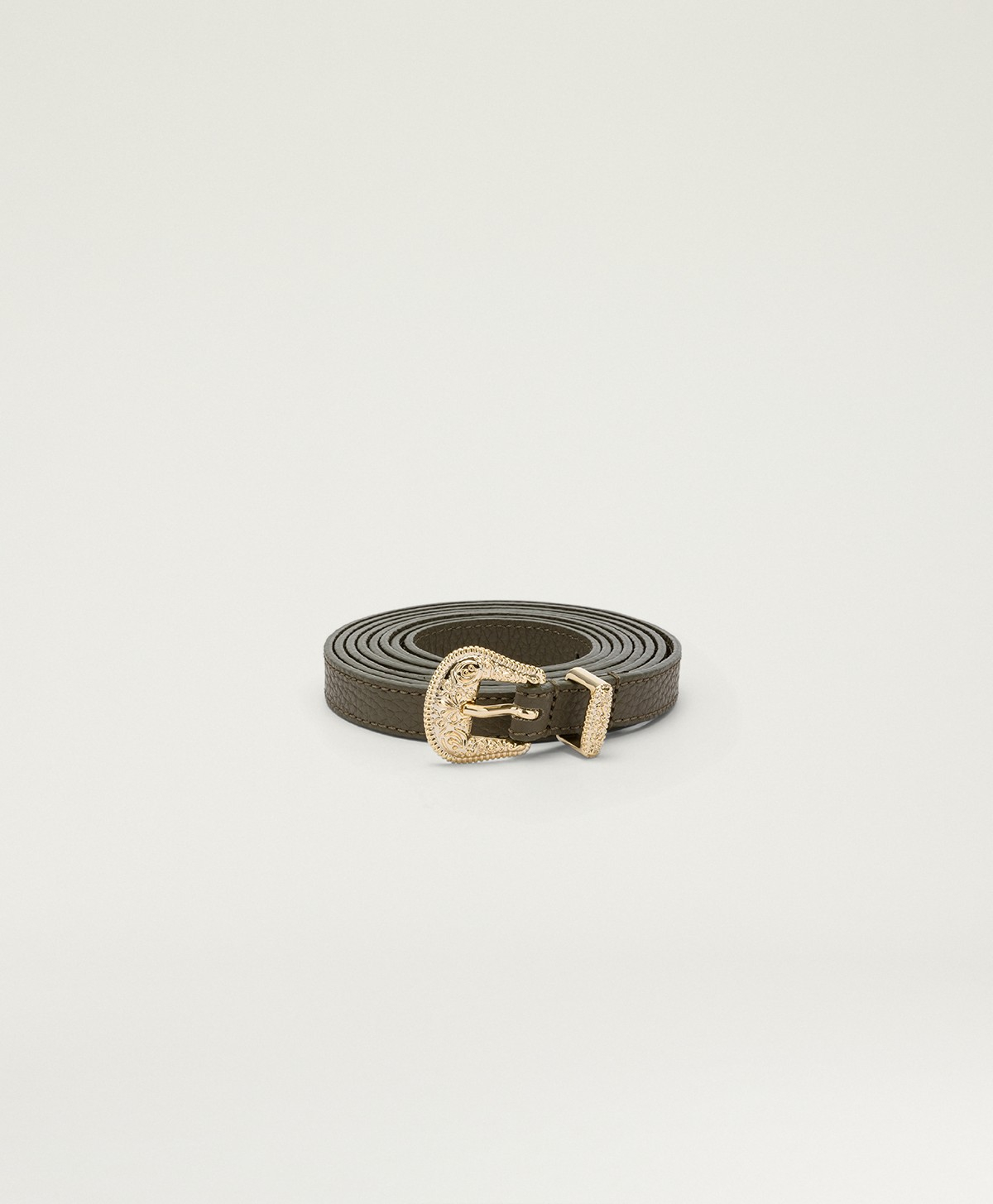 ABBY LEATHER BELT - OLIVE GREEN - Shoes and accessories - Momonì