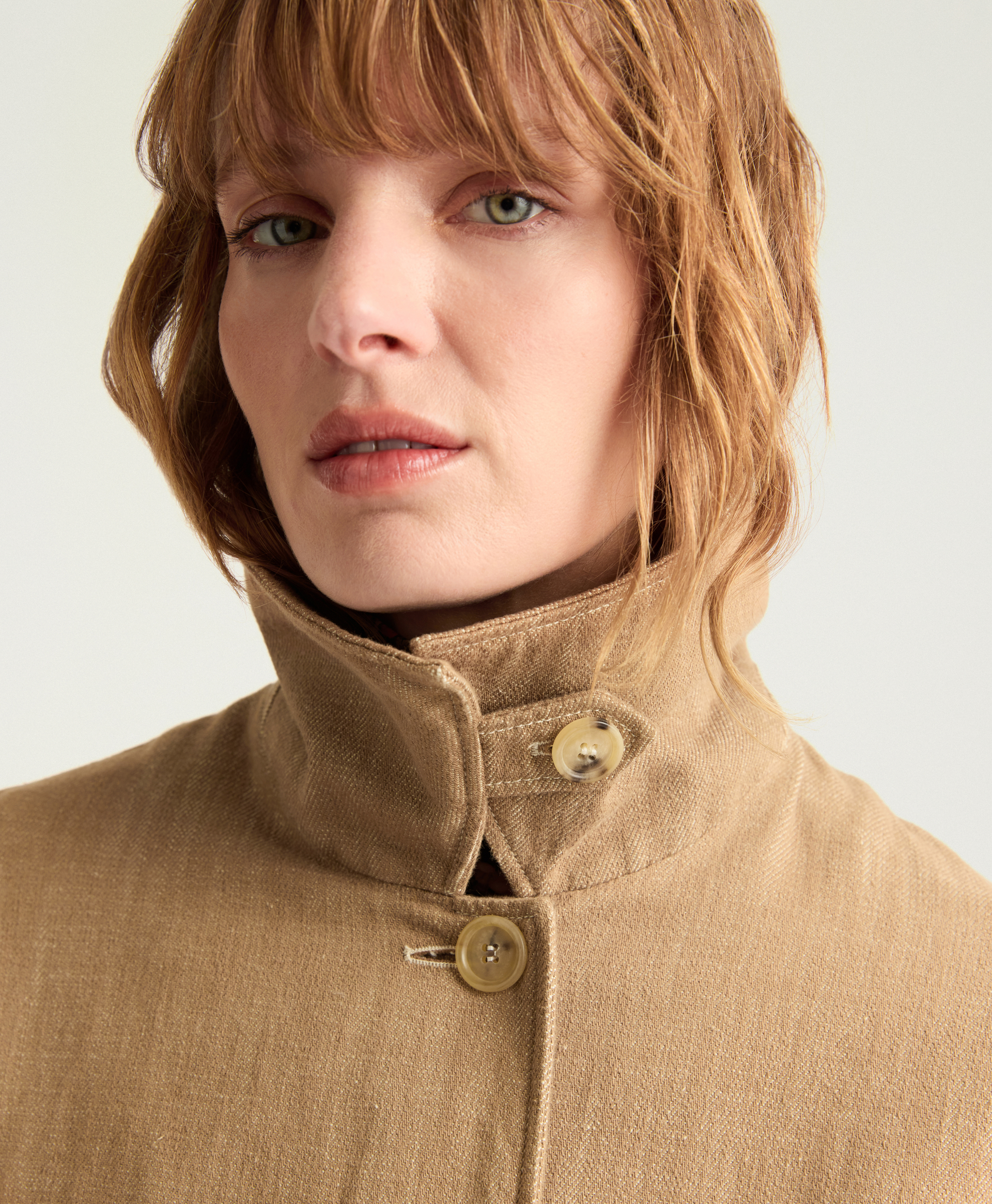 MANTEAU HENRY EN DENIM TEINT EN FIL - AMANDE - Momonì