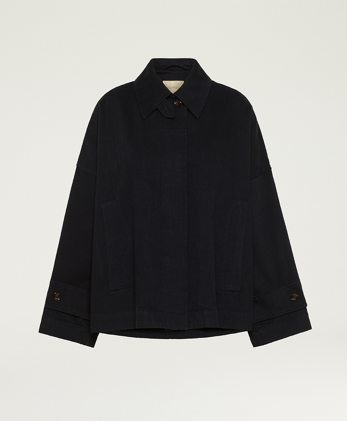 MANTEAU HENRY EN DENIM TEINT EN FIL - NOIR - Momonì