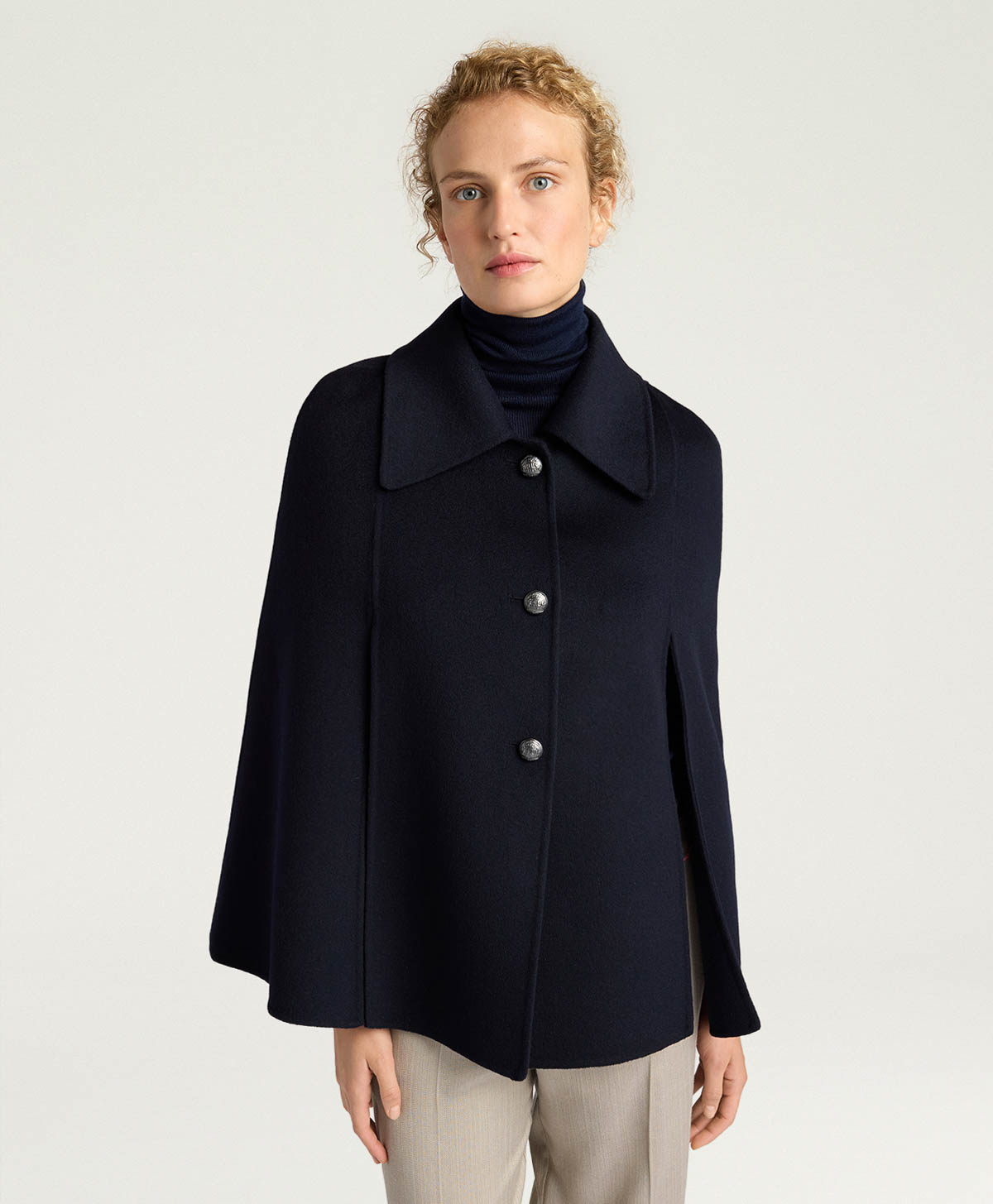 CAPPOTTO CHRISTI IN PANNO DOUBLE - BLU NOTTE - Momonì